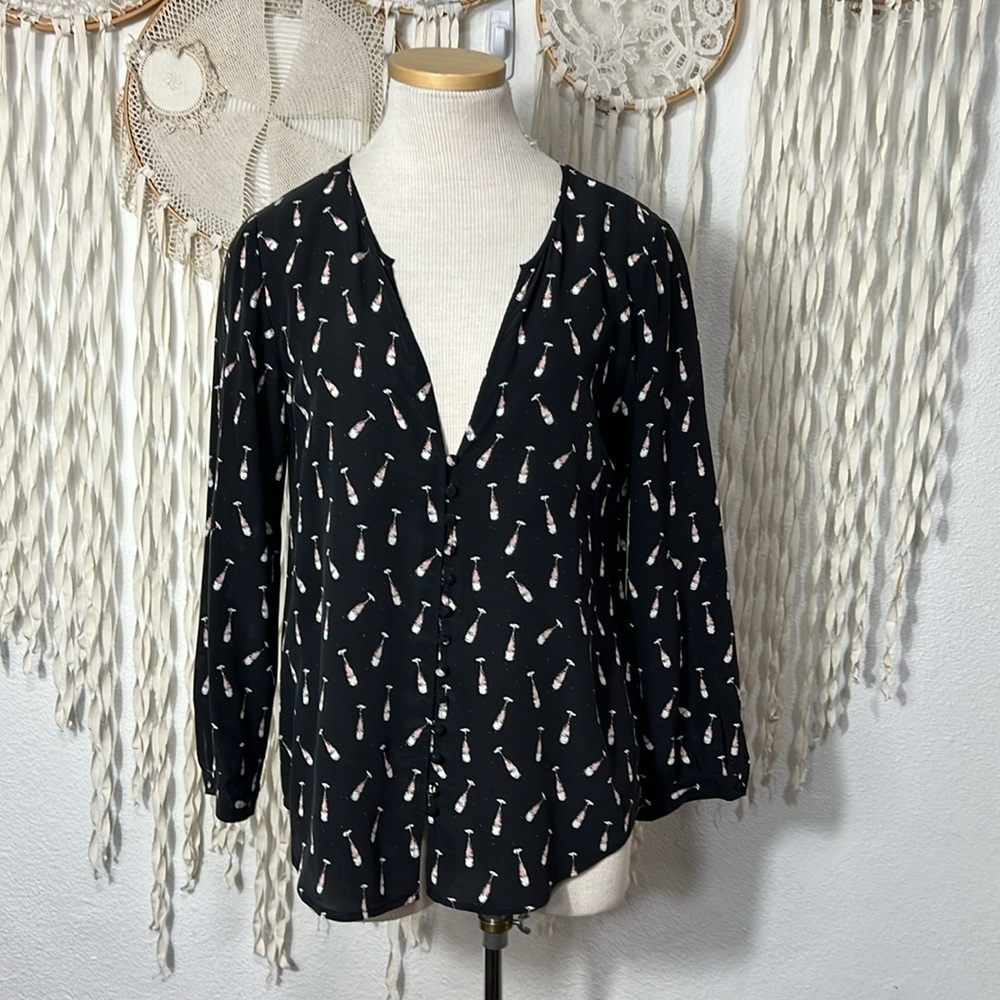 Joie NWT Pink Champagne Print Silk Blouse Size Small